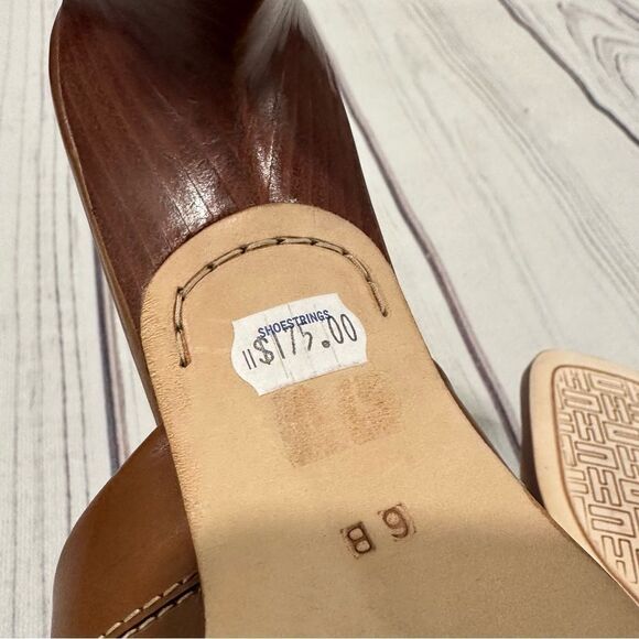 Cole Haan Country Carmel Brown Leather Peep Toe Slide 2 1/2" Block Heel Sz 6B - Picture 6 of 12